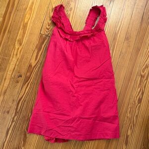 Anthropologie Fei a-line red dress with ruffle straps and side pockets, size 4